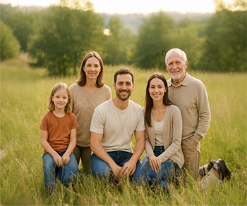 Rodina rôznych vekových skupín – deti, dospelí aj seniori