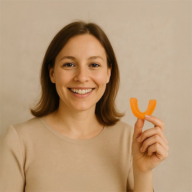 Usmievavá žena, držiaca v ruke balancer